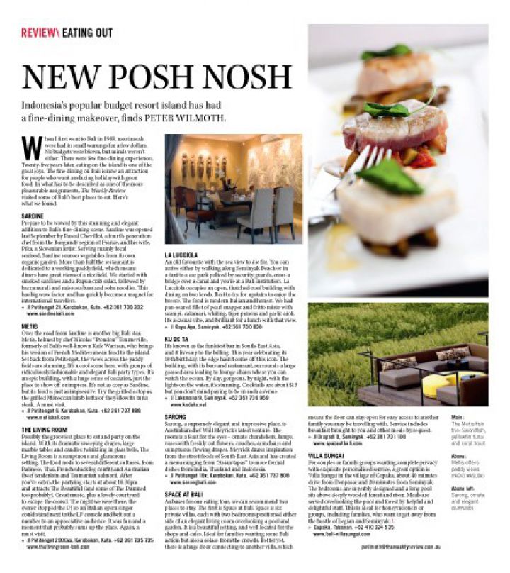 Travel and Living - Bali’s Posh Nosh